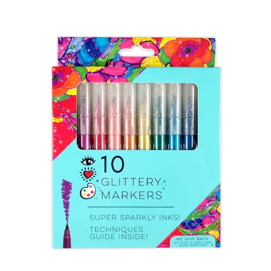 Bright Stripes iHeartArt 10 Color Glittery Marker Set
